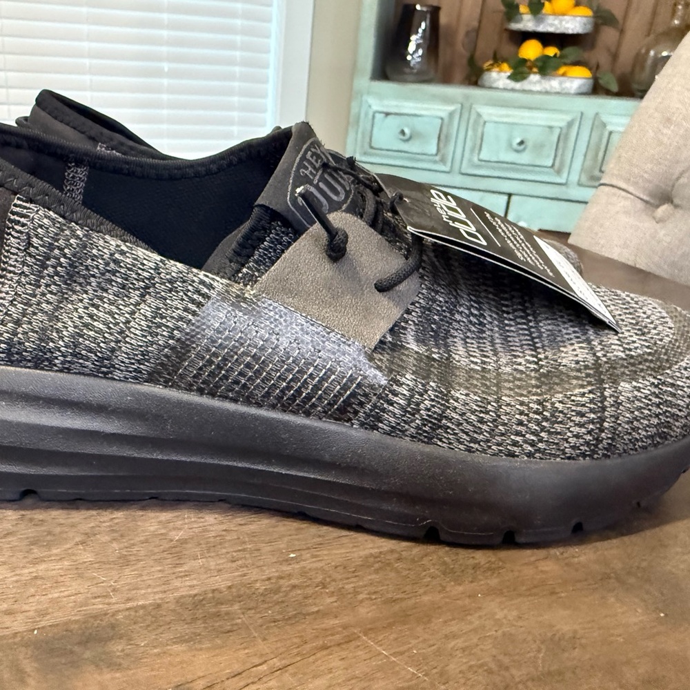 Men's Black and Gray Hey Dude Shoes
